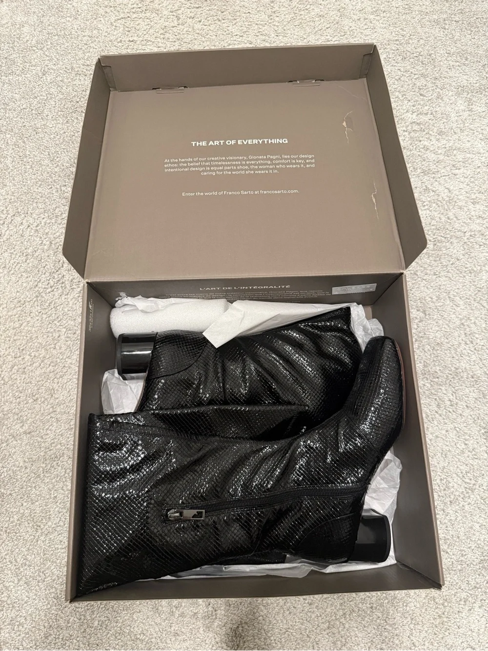 Franco Sarto Over the Knee Black Faux Snakeskin Embossed boots